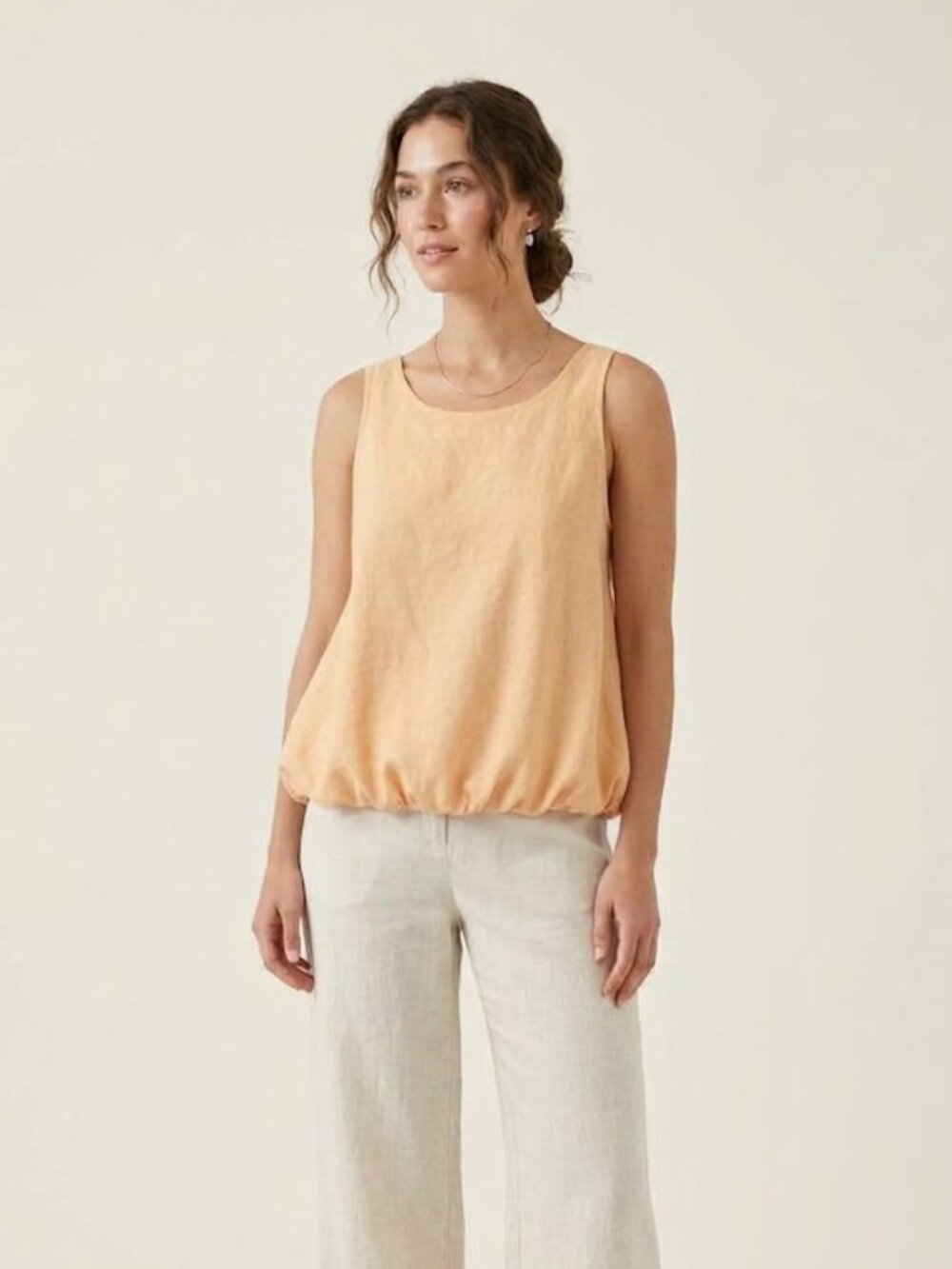 NWT Spighe De Lino Sleeveless Linen/Cotton Blend Crop Tank Top in Peachy Orange